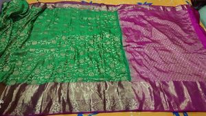 Green & Pink Kanjivaram Broked Silk Saree