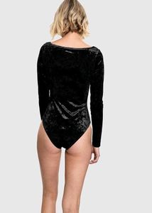 Black Velvet Long Sleeve Leotard