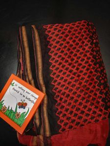 NEW &#39;Chanderi Cotton&#39; Saree with Blouse Piece🖤♥️