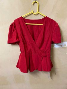 Red V Neck Top