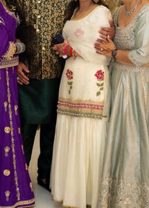Elegant Off White Embroidered Garara Set