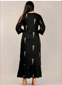Black &amp; Gold Kurta-Sharara Set