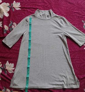 Gray Mock Neck Tunic Dress Top