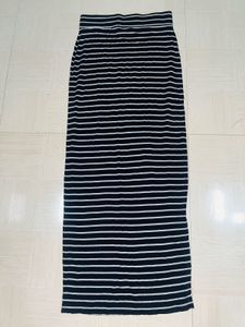 Classic Black &amp; White Striped Midi Skirt