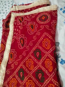 2 Red Bandhani Chunri Saree