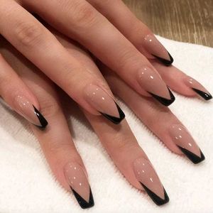 Chic Black Tip Nail Extensions