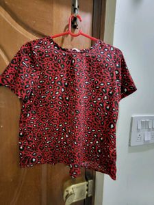 Red Animal Print Top