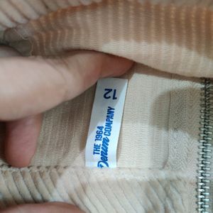 Cream Colour Corduroy Cargo Skirt