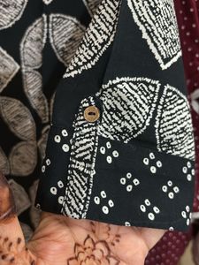 Patterned Black Kurta
