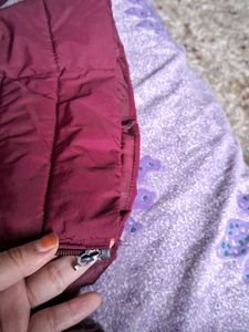 Burgundy Quilted Puffer Jacket
