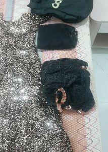 Party Gown With Long TRAIL and Duppatta Mask