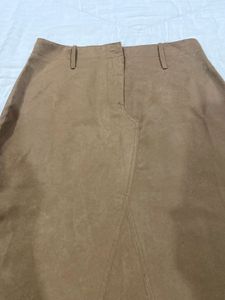 Tan Suede Midi Skirt