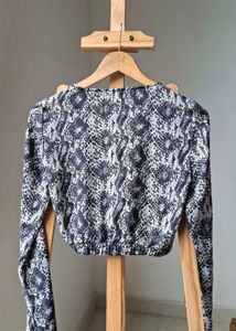 H&amp;M Snakeskin Print Wrap Top