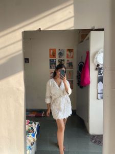 White Embroidered Mini Dress
