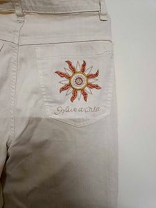 Beige Color Straight Jeans