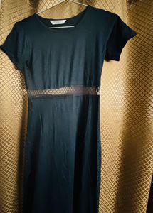 Black Midi Dress with Side Slit