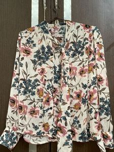 Floral Button And Knot Shirt