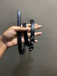 Stylish Black Belt with Chain Detail