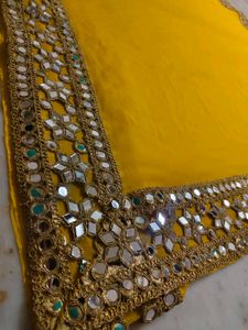 Yellow Mirror Work Saree