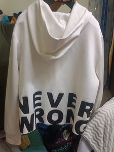 White Half Cut Hoodie For Women