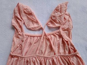 Peach Ruffle Sleeve Top