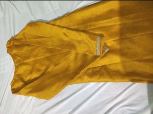 Yellow Floral Motifs Sequins Work Kurta