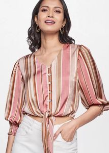 Striped crop top with tie style