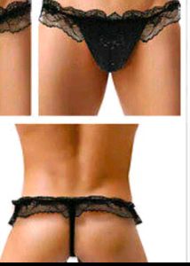 men's Black  Thong