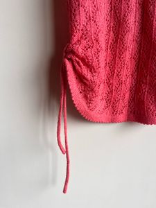 Coral Knit Top with Drawstrings