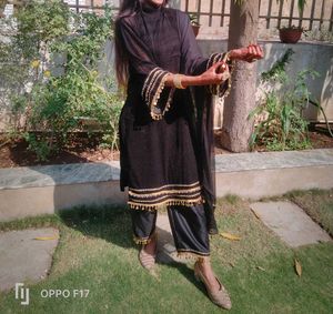 Black Velvet Kurta Set