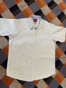 White dotted short sleeve shirt