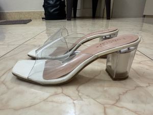 Clear Block Heel Mules