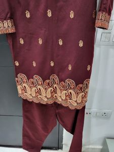 HK Maroon 2 Piece Kurta Pant Set
