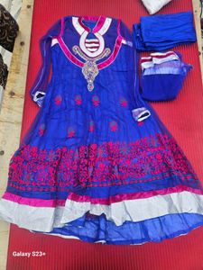 Blue &amp; Pink Embroidered Anarkali Suit