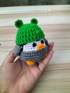Crochet Penguin with Frog Hat - Adorable Plushie