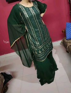 3 Pieces Green Garara Suit