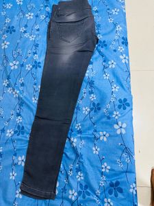 High Waist Grey Jeans Ankle Length