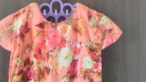 Women Floral Printed Long Dress With Half Sleeves