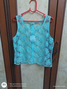 Net Light Blue Top