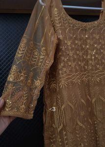 Elegant Golden Embroidered Salwar Kameez