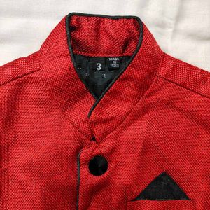 Boys Ethnic Waistcoat - Red