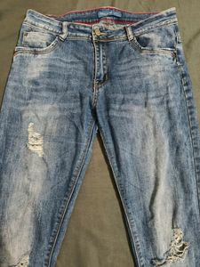 Blue Ribbed Slim Jean