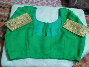 Elegant Green &amp; Gold Partywear Saree