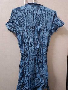 Blue Printed Shirt Dress