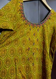 Olive Printed Plazo Suit With Dupatta 42 Bust