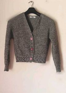 Gray Knit Cardigan
