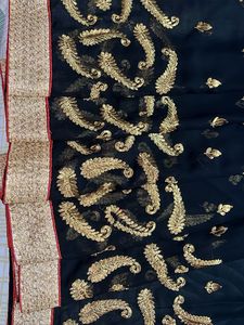 Elegant Black &amp; Gold Embroidered Saree