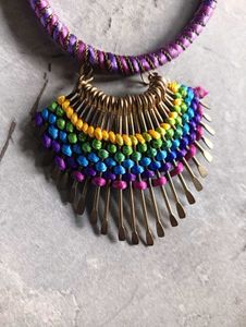 Rainbow Fringe Statement Necklace