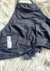 black High Neck halter crop top