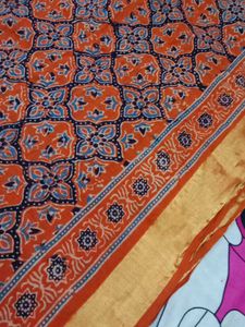 Ajrakh Print Rust Orange Duppata